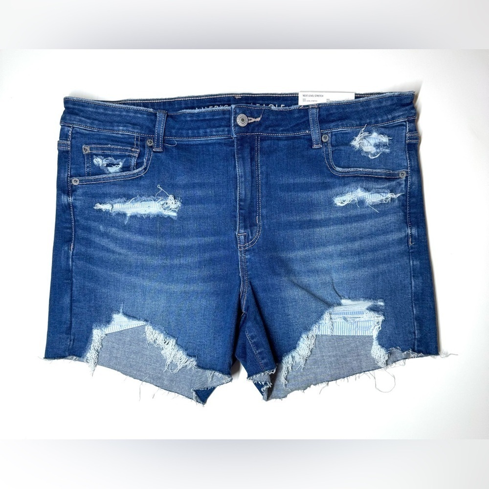 American Eagle Outfitters Distressed Dark Blue Denim Jean Shorts